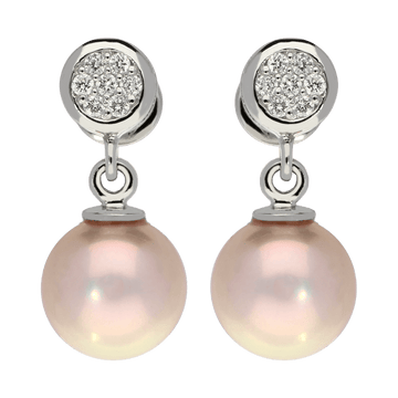 BASIC auskarai - vinutės su briliantais ir Akoja perlais