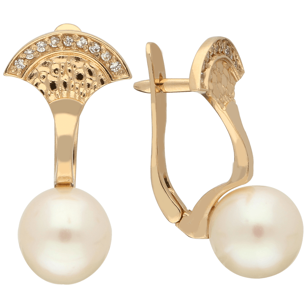 BASIC angliško užsegimo auskarai su Akoja perlais ir cirkoniais