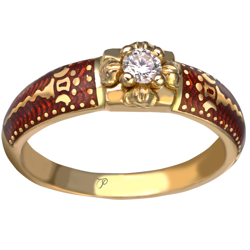 SECRET GARDEN žiedas su lelijomis, dekoruoti Limožo emaliu ir briliantais, pasirenkamos spalvosSECRET GARDEN žiedas su lelijomis, dekoruoti Limožo emaliu ir briliantais, pasirenkamos spalvos
