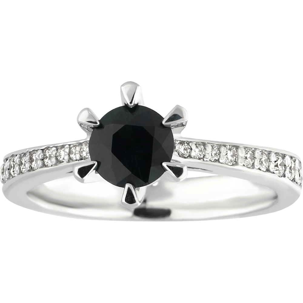 SOLITAIRE sužadėtuvių žiedas ar žiedas moteriai su safyru ir briliantais