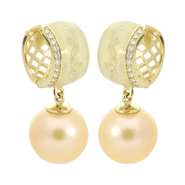 SECRET GARDEN ikoniniai auskarai su Limožo emaliu, briliantais, perlais