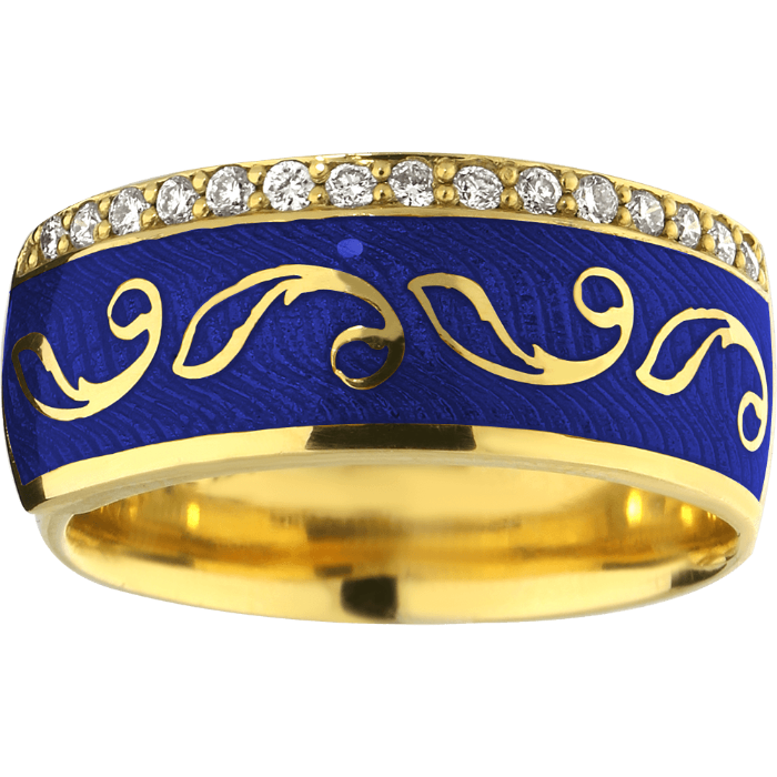 CELEBRATION proginis žiedas su Limožo emaliu ir briliantais