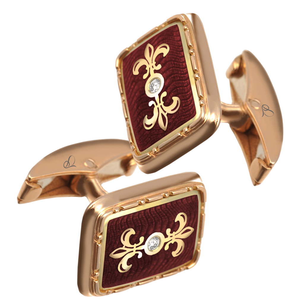 BAROQUE sąsagos su Limožo emaliu ir briliantais, pasirenkama emalio spalva