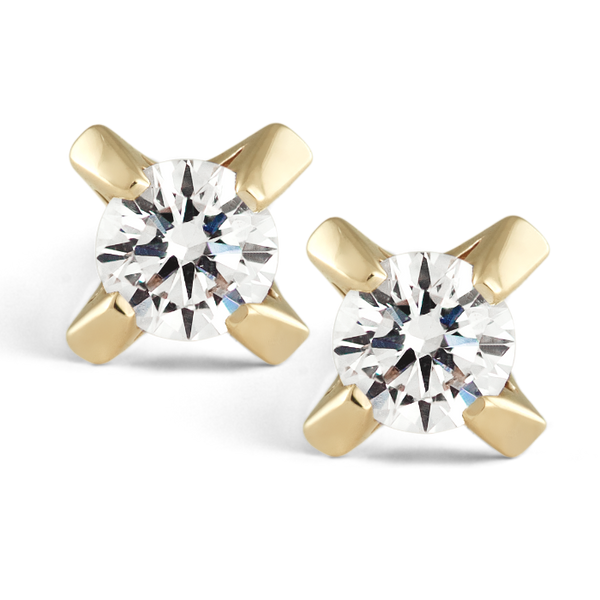 BASIC užsukami unikalaus dizaino auskarai - vinutės su briliantais ~0,20 ct