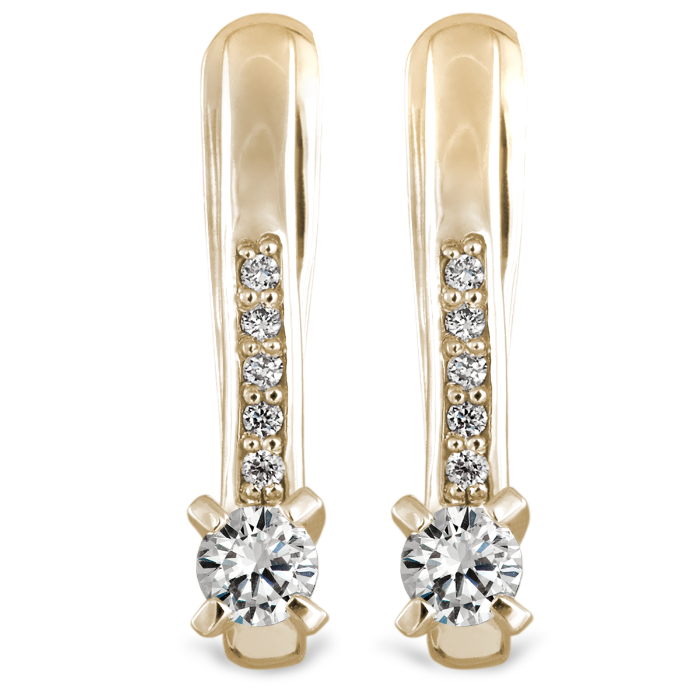 BASIC populiarūs auskarai su briliantais, angliško stiliaus užsegimas