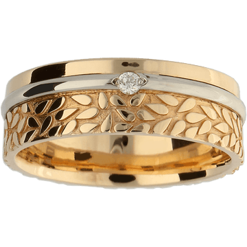 CREATIVE 3D dizaino vestuvinis žiedas iš dviejų aukso spalvų, dekoruotas briliantu