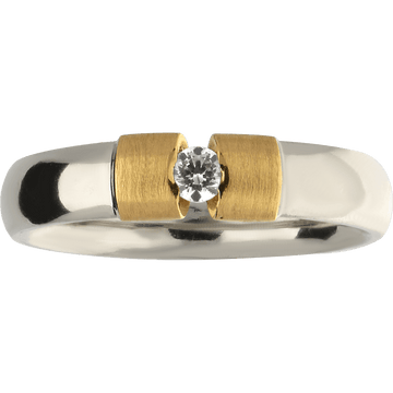 DIAMOND SET dviejų aukso spalvų vestuvinis žiedas su briliantu