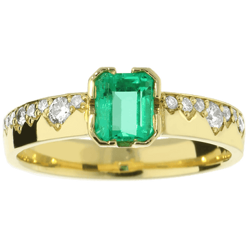 CREATIVE sužadėtuvių žiedas ar žiedas moteriai su briliantais ir smaragdu