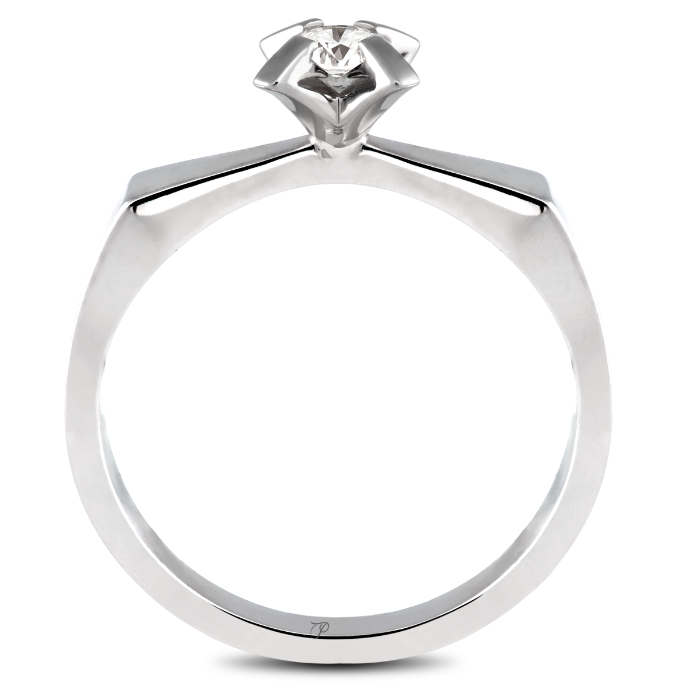 SOLITAIRE sužadėtuvių žiedas su unikalia karūnėle, puoštas 0,15 ct briliantu