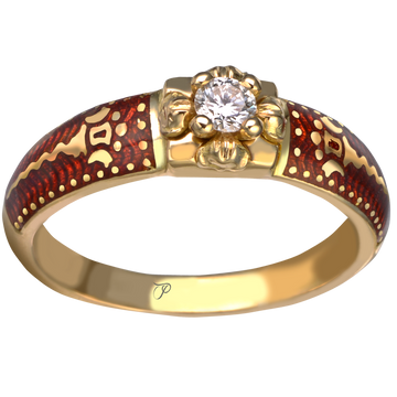 SECRET GARDEN žiedas su lelijomis, dekoruoti Limožo emaliu ir briliantais, pasirenkamos spalvosSECRET GARDEN žiedas su lelijomis, dekoruoti Limožo emaliu ir briliantais, pasirenkamos spalvos