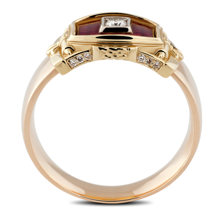 BAROQUE žiedas vyrams su briliantais ir Limožo emaliu