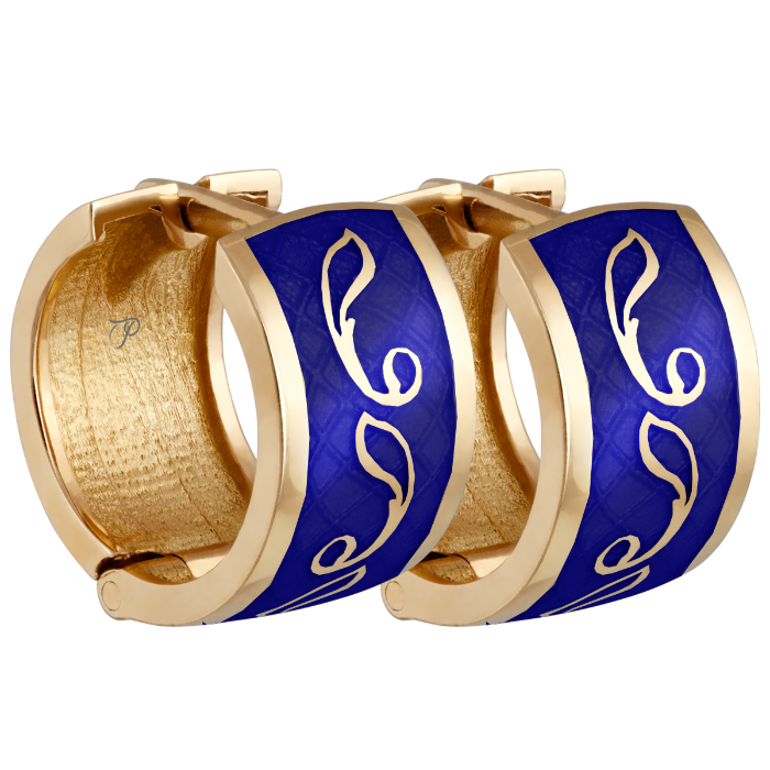 SECRET GARDEN aukštos prabos aukso auskarai - rinkutės su Limožo emaliu