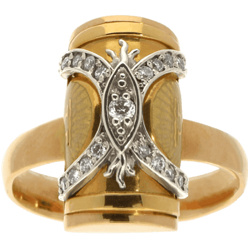 Užsakomas BAROQUE žiedas su Limožo emaliu ir briliantais