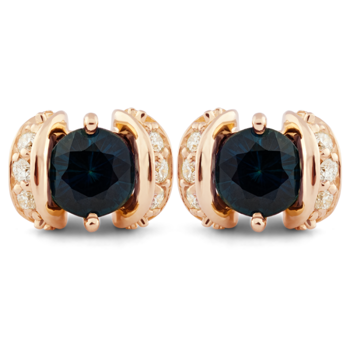 THE FANCY išskirtinio dizaino auskarai - užsukamos vinutės su safyrais ir briliantais