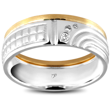 CREATIVE vestuvinis žiedas iš dviejų aukso spalvų ir su briliantais