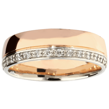 ETERNITY platus dviejų spalvų vestuvinis žiedas su briliantų eilute