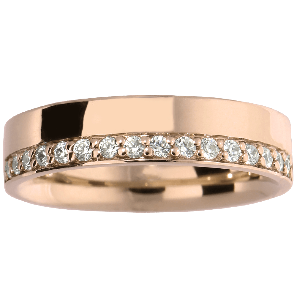 HALF ETERNITY platus vestuvinis žiedas su briliantų juostele