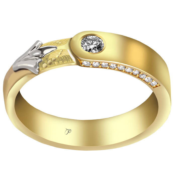 CELEBRATION prabangus žiedas su lelija, dekoruotas briliantais ir Limožo emaliu