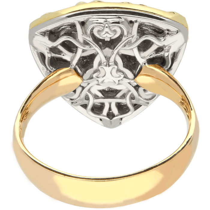 SECRET GARDEN ažūru dekoruotas žiedas su emaliu ir briliantu