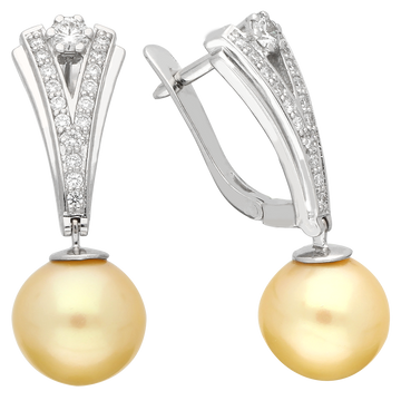 BAROQUE auskarai su auksiniais Pietų jūrų perlais ir briliantais