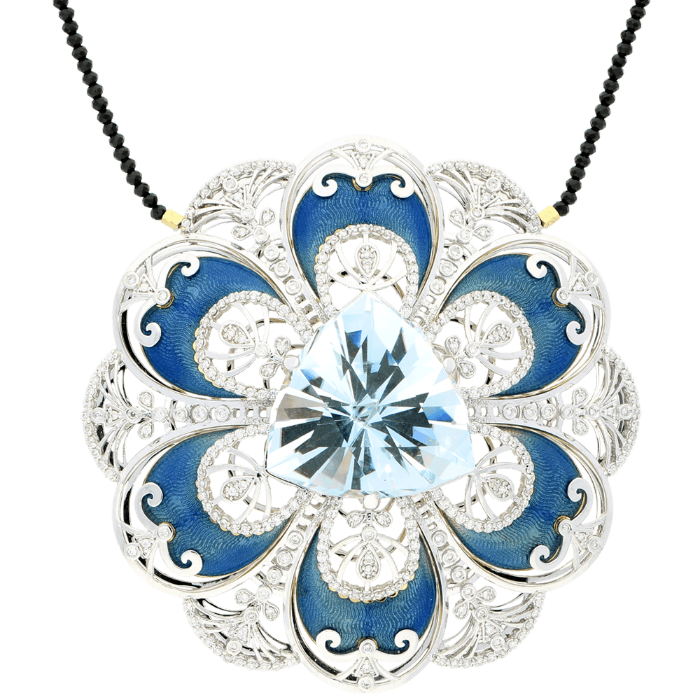 BAROQUE analogų neturintis liukso klasės vėrinys su briliantais, emaliu ir topazu