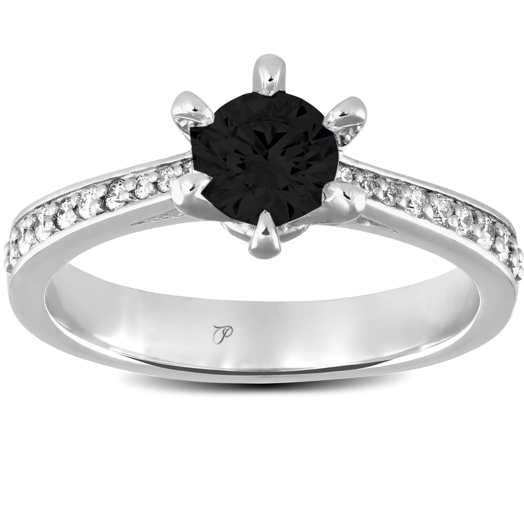 SOLITAIRE sužadėtuvių žiedas su prabangiu juodu deimantu