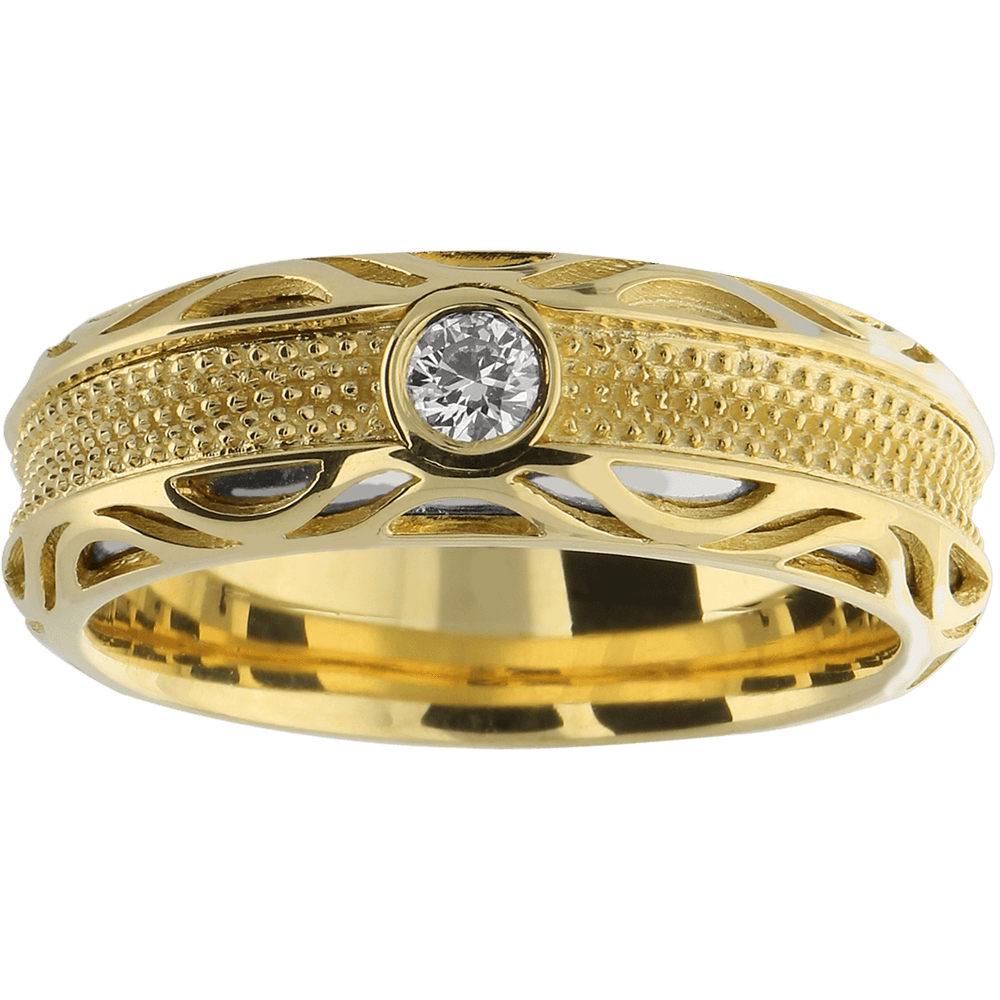 CREATIVE prabangus 3D dizaino vestuvinis žiedas iš dviejų aukso spalvų, su briliantu