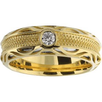 CREATIVE prabangus 3D dizaino vestuvinis žiedas iš dviejų aukso spalvų, su briliantu