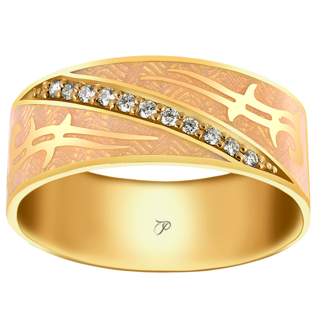 CELEBRATION žiedas su Limožo emaliu ir briliantų eilute