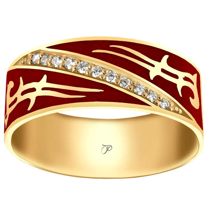 CELEBRATION žiedas su Limožo emaliu ir briliantų eilute