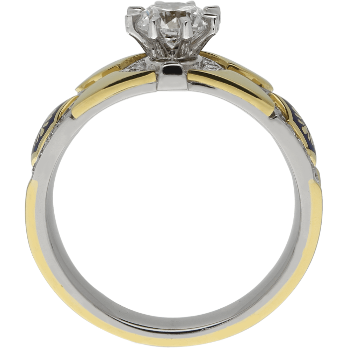 Užsakomas CELEBRATION modernus žiedas su Limožo emaliu ir rinktiniais briliantais, centrinis ~0,70 ct