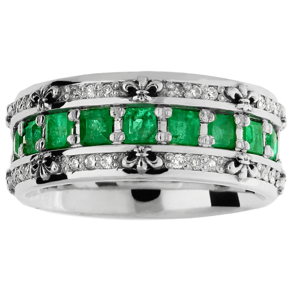 CELEBRATION proginis žiedas moterims su smaragdais ir briliantais