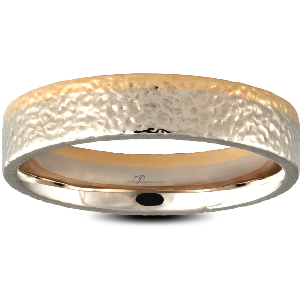CLASSIC rankų darbo frezuotas vestuvinis žiedas iš dviejų aukso spalvų