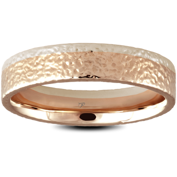 CLASSIC rankų darbo frezuotas vestuvinis žiedas iš dviejų aukso spalvų