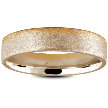 CLASSIC rankų darbo matinis vestuvinis žiedas iš dviejų aukso spalvų