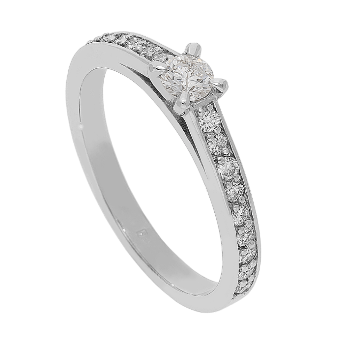 SOLITAIRE sužadėtuvių žiedas su briliantais, centrinis ~0,24 ct