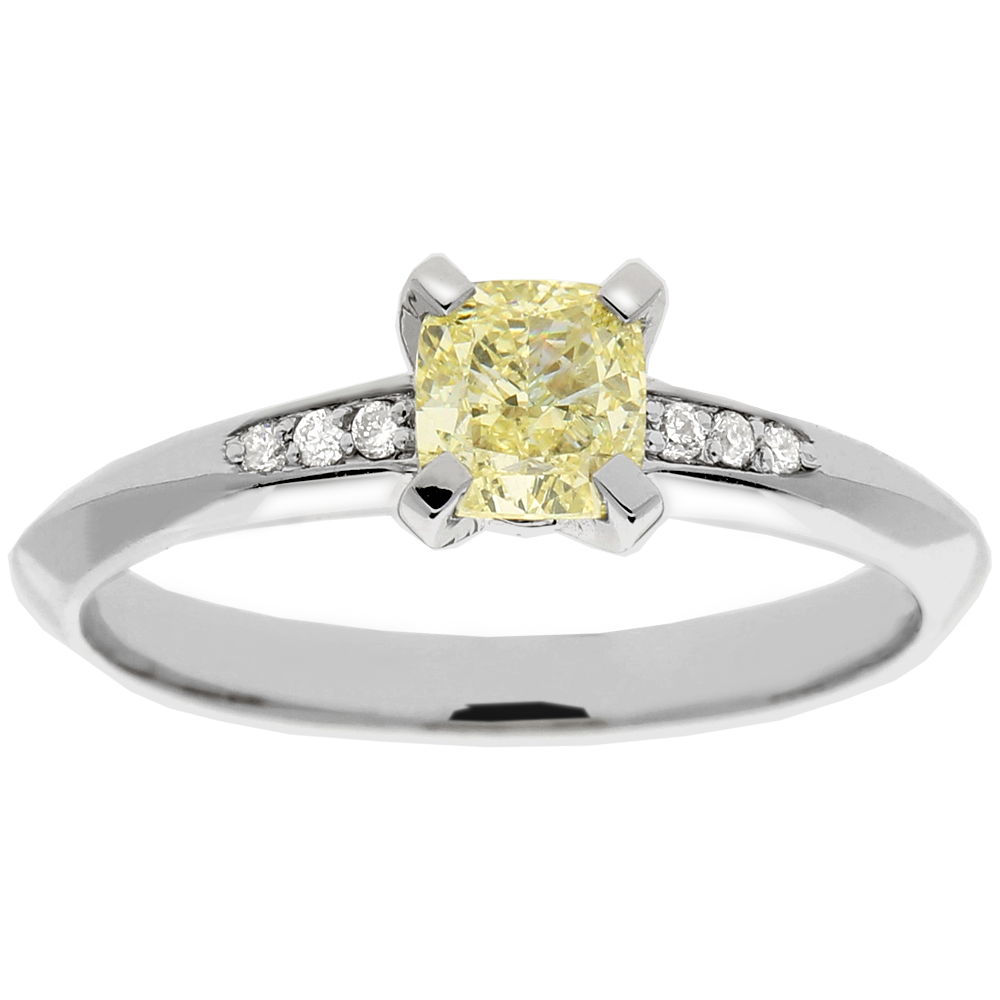 SOLITAIRE sužadėtuvių žiedas su "Fancy Yellow" deimantu