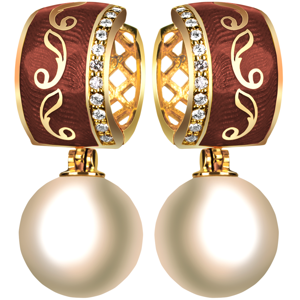 SECRET GARDEN ikoniniai auskarai su rinktiniais perlais ir briliantais