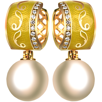 SECRET GARDEN ikoniniai auskarai su rinktiniais perlais ir briliantais