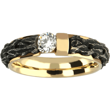 CREATIVE išskirtinis auksinis vestuvinis žiedas su juodintu sidabru
