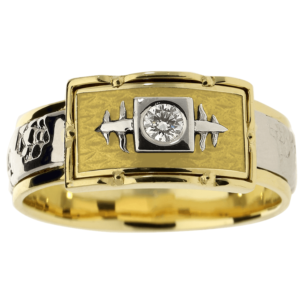 Užsakomas BAROQUE prabangus unisex žiedas su Limožo emaliu ir briliantu 