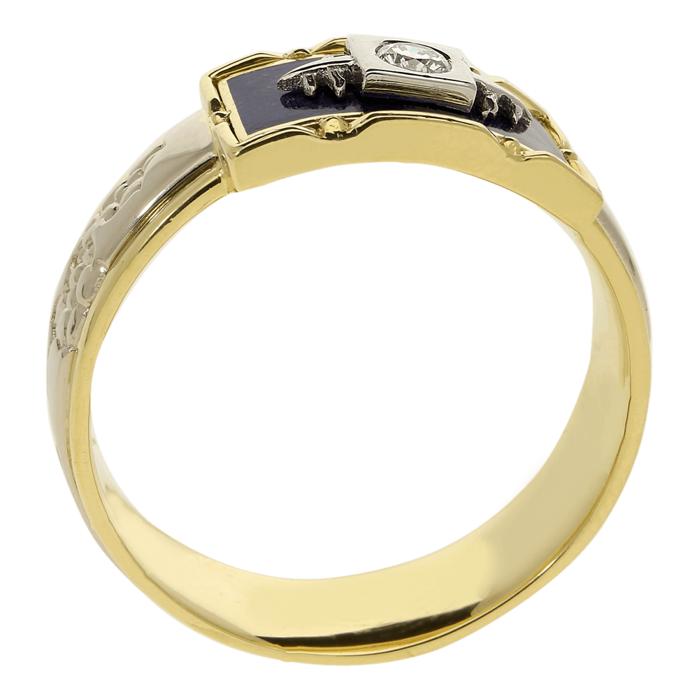 Užsakomas BAROQUE prabangus unisex žiedas su Limožo emaliu ir briliantu 