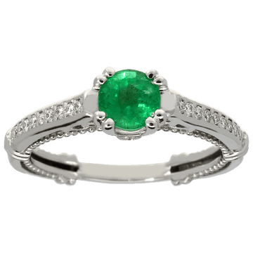 CELEBRATION sužadėtuvių žiedas ar žiedas moteriai su smaragdu ir briliantais